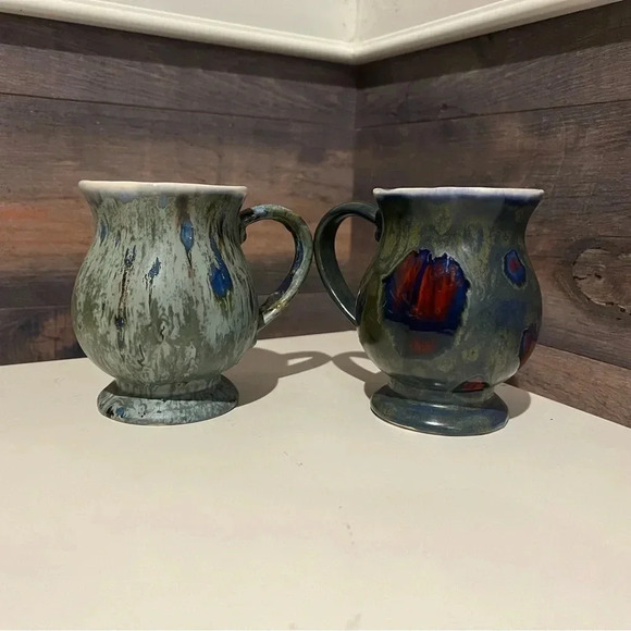Vintage pair of 1973 KARE ceramic mugs stunning colors - Picture 9 of 9